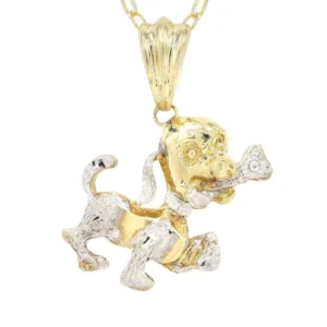 10K Yellow Gold Fancy Link Dog Necklace | Appx. 18.5 Grams