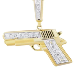 10K Yellow Gold Gun Diamond Necklace | 0.19 Carats