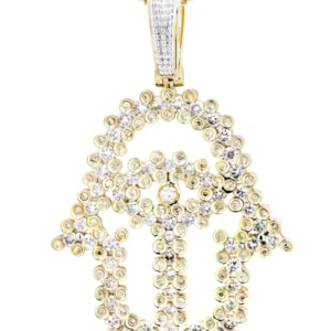 10K Yellow Gold Hamsa Diamond Necklace | 1.75 Carats