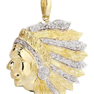 10K Yellow Gold Head Chief Diamond Necklace | 0.39 Carats