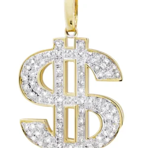 10K Yellow Gold Money Sign Diamond Necklace | 0.59 Carats