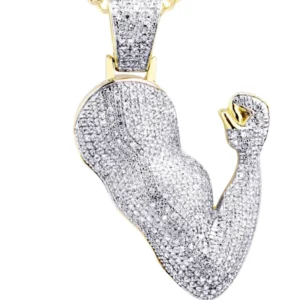 10K Yellow Gold Muscle Arm Diamond Necklace | 0.97 Carats