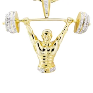 10K Yellow Gold Muscle Man Diamond Necklace | 0.85 Carats