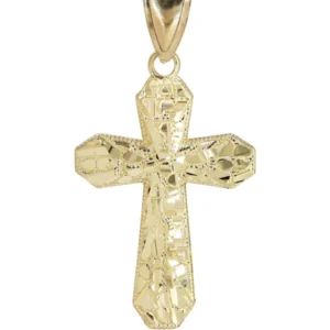 10K Yellow Gold & Nugget Cross Necklace | Appx. 12.7 Grams