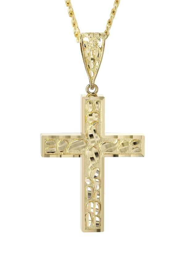 10K-Yellow-Gold-Nugget-Cross-Necklace-2-4.webp