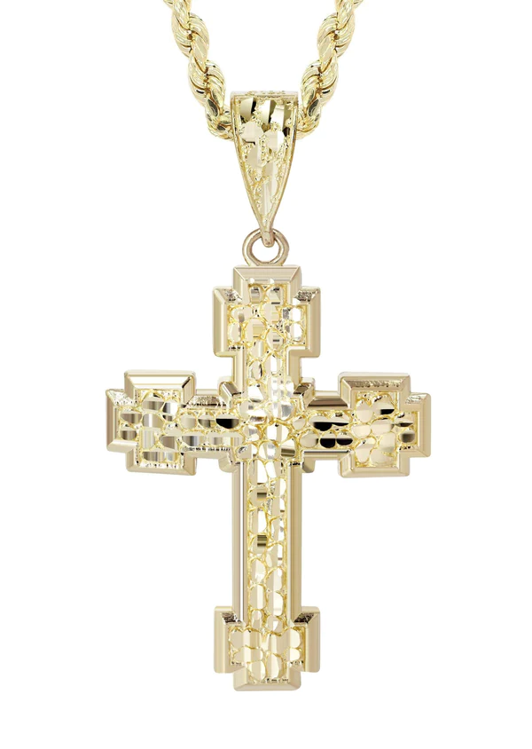 10K-Yellow-Gold-Nugget-Cross-Necklace-Appx.-13.5-Grams-2.webp