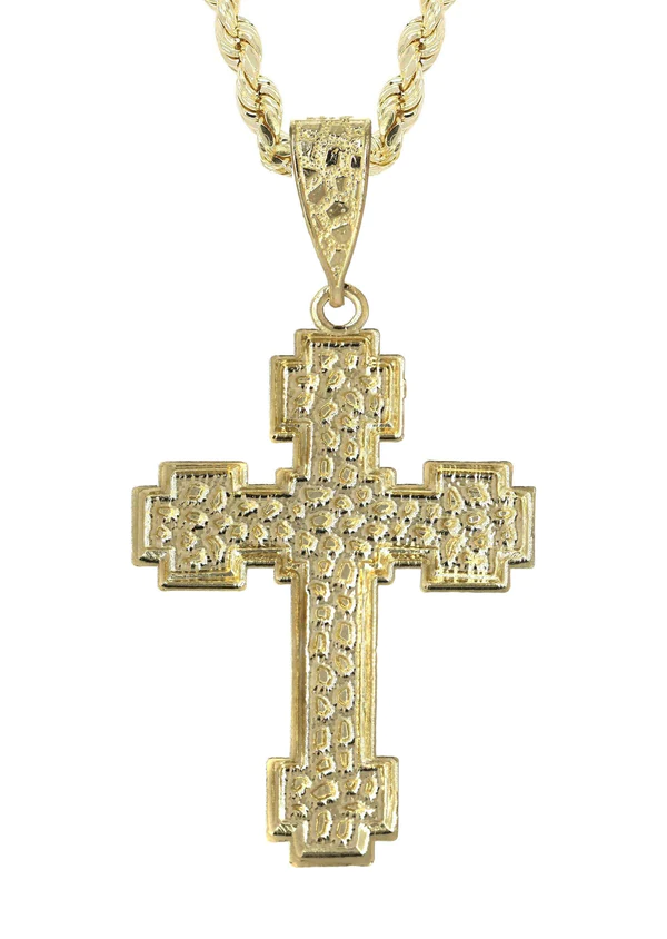 10K-Yellow-Gold-Nugget-Cross-Necklace-Appx.-13.5-Grams-3.webp