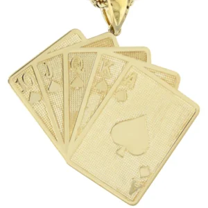 10K Yellow Gold Playing Cards Necklace | Appx. 24.7 Grams