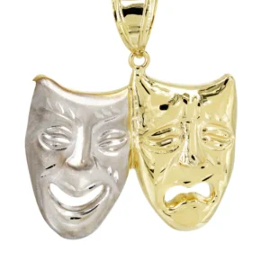 10K Yellow Gold Theater Masks Necklace | Appx. 15.8 Grams