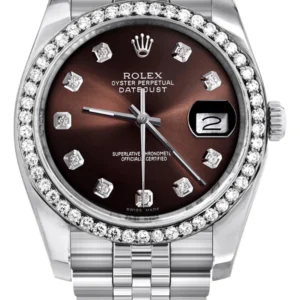 116200 | Hidden Clasp | Diamond Rolex Datejust Watch | 36MM | Chocolate Diamond Dial | Jubilee Band