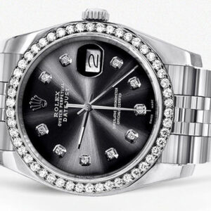 116200 | Hidden Clasp | Diamond Rolex Datejust Watch | 36Mm | Graphite Diamond Dial | Jubilee Band