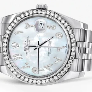 116200 | Hidden Clasp | Diamond Rolex Datejust Watch | 36Mm | Mother of Pearl Arabic Diamond Dial | Jubilee Band