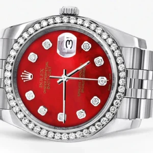 116200 | Hidden Clasp | Diamond Rolex Datejust Watch | 36Mm | Red Diamond Dial | Jubilee Band