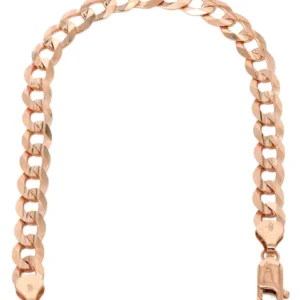 14K Rose Gold Bracelet Solid Cuban Curb Link
