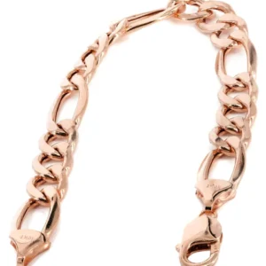 14K Rose Gold Bracelet Solid Figaro