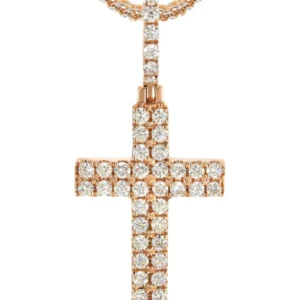 14K Rose Gold Diamond Cross Necklace | 0.98 Carats