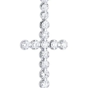 14K White Gold Diamond Cross Necklace | 2.34 Carats