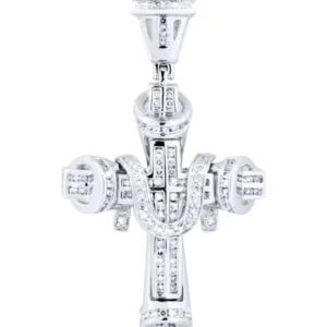 14K White Gold Diamond Cross Necklace | 0.78 Carats