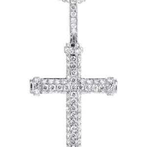 14K White Gold Diamond Cross Necklace | 1.28 Carats