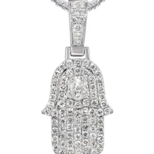 14K White Gold Diamond Hamsa Necklace | 1.25 Carats