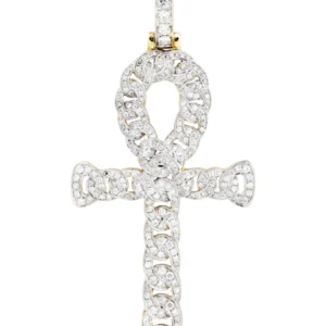 14K Yellow Gold Ankh Diamond Necklace | 1.88 Carats