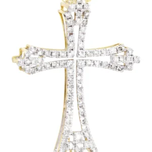 14K Yellow Gold Diamond Cross Necklace | 1.06 Carats