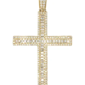 14K Yellow Gold Diamond Cross Necklace | 1.94 Carats