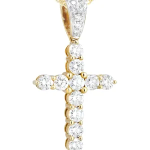 14K Yellow Gold Diamond Cross Necklace | 1.55 Carats