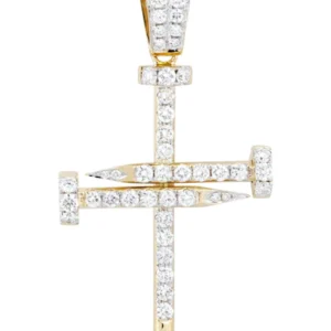 14K Yellow Gold Diamond Cross Necklace | 1.86 Carats