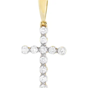 14K Yellow Gold Diamond Cross Necklace | 1.49 Carats