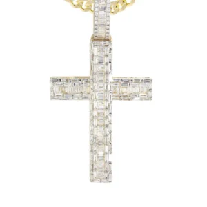 14K Yellow Gold Diamond Cross Necklace | 4.19 Carats