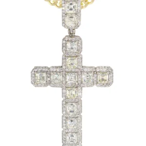 14K Yellow Gold Diamond Cross Necklace | 8.99 Carats