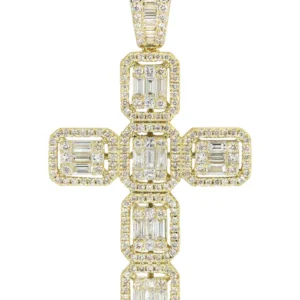 14K Yellow Gold Diamond Cross Necklace | 1.78 Carats