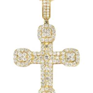 14K Yellow Gold Diamond Cross Necklace | 2.98 Carats