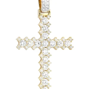 14K Yellow Gold Diamond Cross Necklace | 1.95 Carats