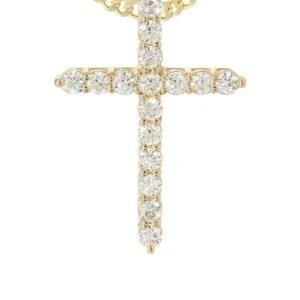 14K Yellow Gold Diamond Cross Necklace | 3.1 Carats