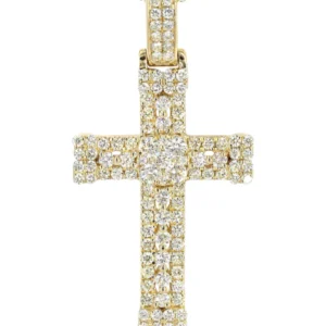 14K Yellow Gold Diamond Cross Necklace | 1.04 Carats