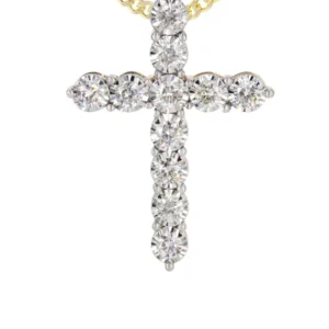 14K Yellow Gold Diamond Cross Necklace | 1.15 Carats