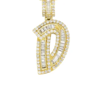 14K Yellow Gold Letter “D” Baguette Diamond Necklace | 2.16 Carats