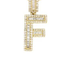 14K Yellow Gold Letter “F” Baguette Diamond Necklace | 1.82 Carats