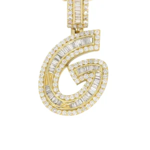 14K Yellow Gold Letter “G” Baguette Diamond Necklace | 2.4 Carats