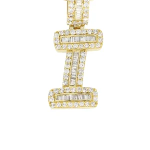 14K Yellow Gold Letter “I” Baguette Diamond Necklace | 2.17 Carats