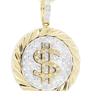 14K Yellow Gold Money Sign Diamond Necklace | 0.5 Carats