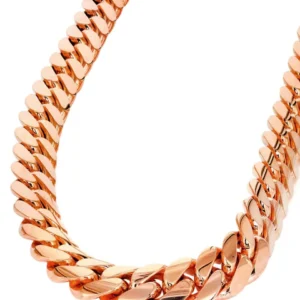 14K Rose Gold Solid Miami Cuban Link Chain | 14K Rose Gold