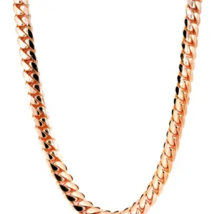 14K Rose Gold Solid Miami Cuban Link Chain | 14K Rose Gold
