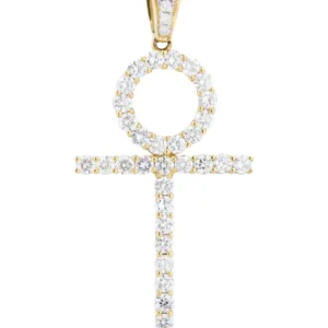 18K Yellow Gold Diamond Cross Necklace | 2.01 Carats