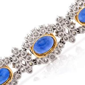 1980s Lady Diana Sapphire Diamond Platinum & Gold Bracelet