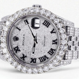 Diamond Iced Out Rolex Datejust 41 | 25 Carats Of Diamonds | Custom Full Diamond Roman Dial | Jubilee Band