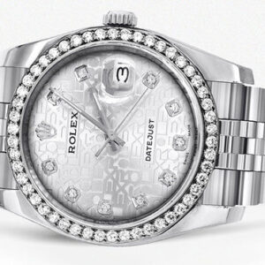 116200 | Hidden Clasp | Diamond Rolex Datejust Watch | 36 MM | Diamond Rolex Textured Jubilee Dial | Jubilee Band