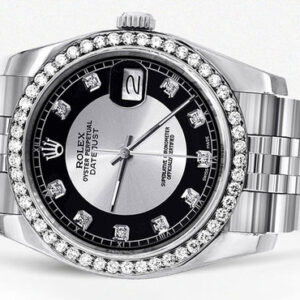 116200 | Hidden Clasp | Diamond Rolex Datejust Watch | 36MM | Tuxedo Diamond Dial | Jubilee Band